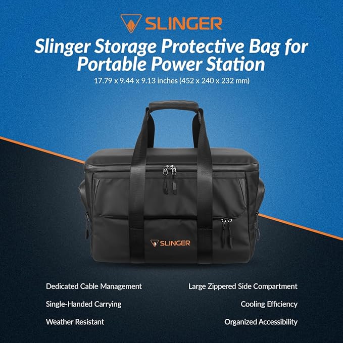 SLINGER Storage Protective Bag for DJI Power 1000 Portable Power Station Black