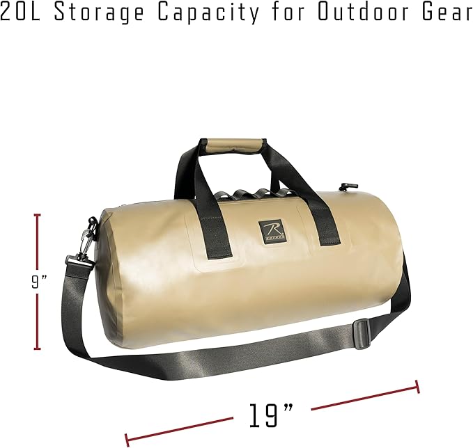 Rothco Waveguard Waterproof Duffle Bag – Dry Storage Duffel Hiking Boating Kayaking Canoeing Travel Beach Sack - Desert Sand