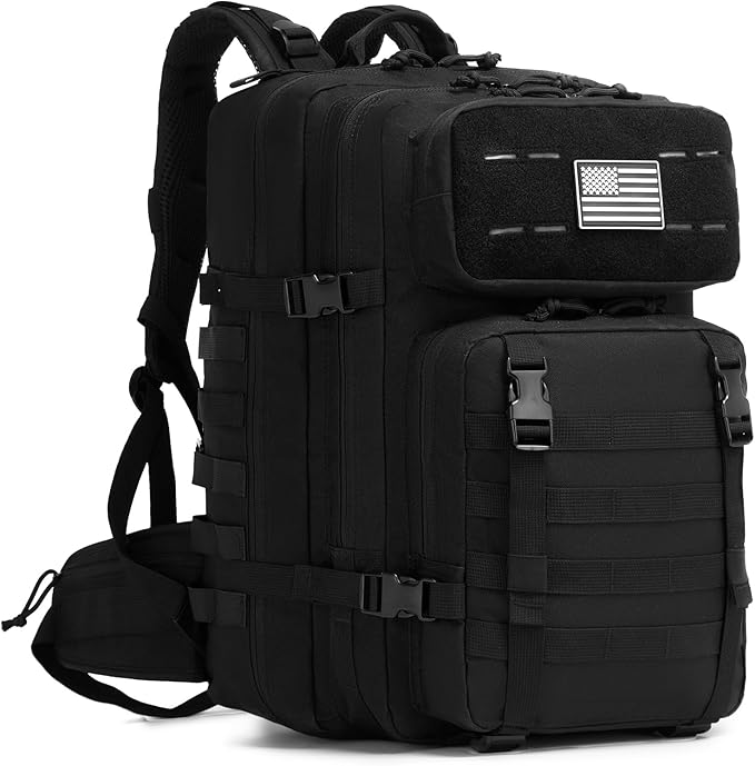 Tactical Backpack for Men Water Resistant 46L Military Backpack Large Army 3 Day Assault Pack for Hiking Camping Gym with Molle System Black