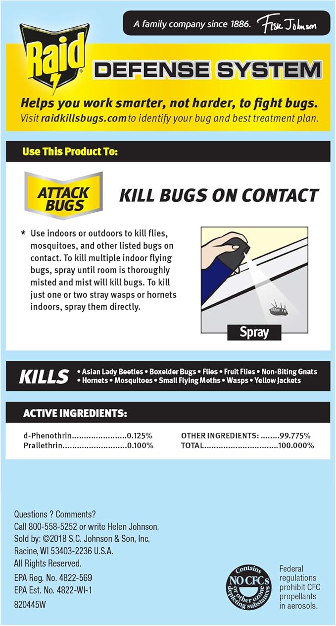 Raid Flying Insect Killer Mosquito and Fly Control No Lingering Chemical Odor Outdoor Fresh Scent 15 Ounce (Pack of 12)