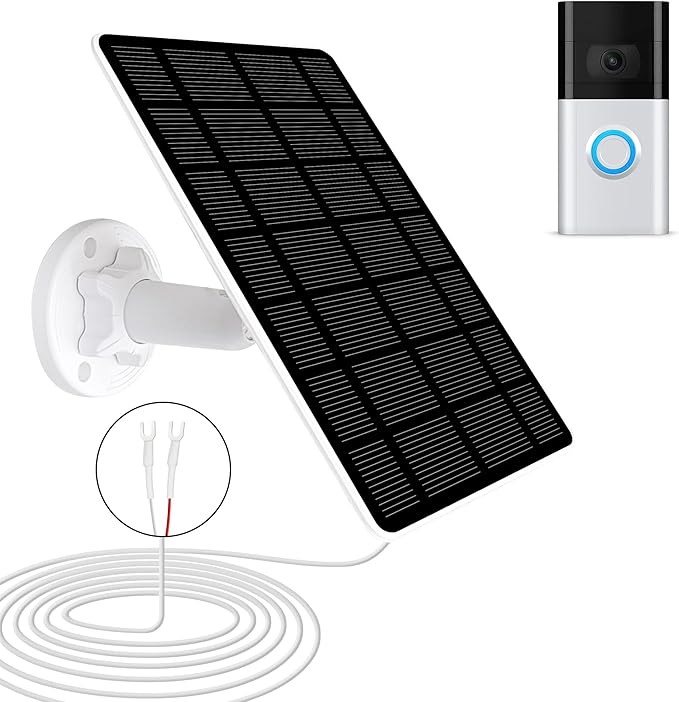 Solar Panel for Ring Doorbell 5W Solar Charger Compatible for Ring doorbell Video Doorbell 2/3/3 PlusVideo Doorbell 4 Video Doorbell Plus for Ring Battery Doorbell Pro with 13ft Charging Cable