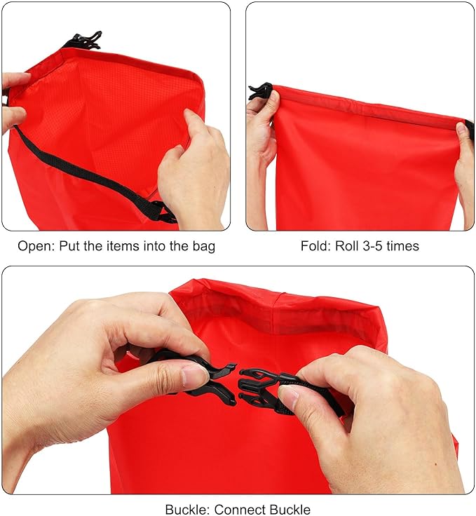 PATIKIL Waterproof Dry Bags 5 Pack Portable Dry Sack Roll Top Bag Lightweight Dry Storage Bag for Gym Kayaking Hiking Swimming Camping Black (1.5L 2.5L 3.5L 4.5L 6L)