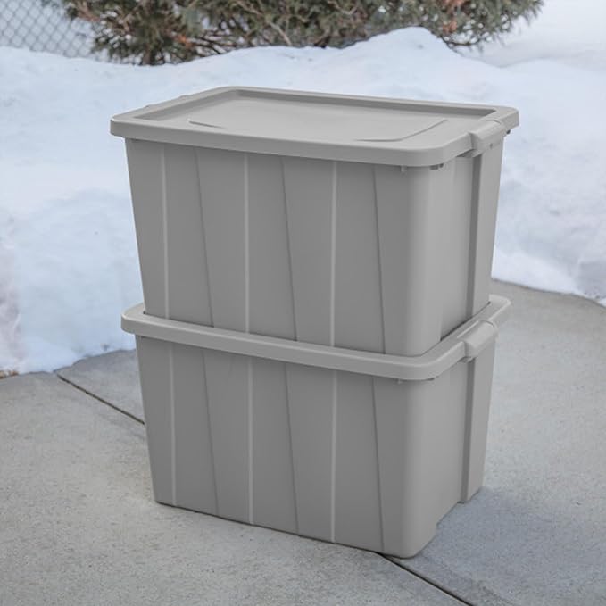 Sterilite 4 Pack Tuff1 Storage Tote Stackable Plastic Bin with Lid 30 Gallon