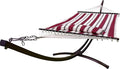 15 Ft. Indoor/Outdoor Heavy Duty Brown Steel Arc Hammock Stand &amp Premium Quilted Hammock Bed w/Pillow.(Elegant Red/White Stripe)