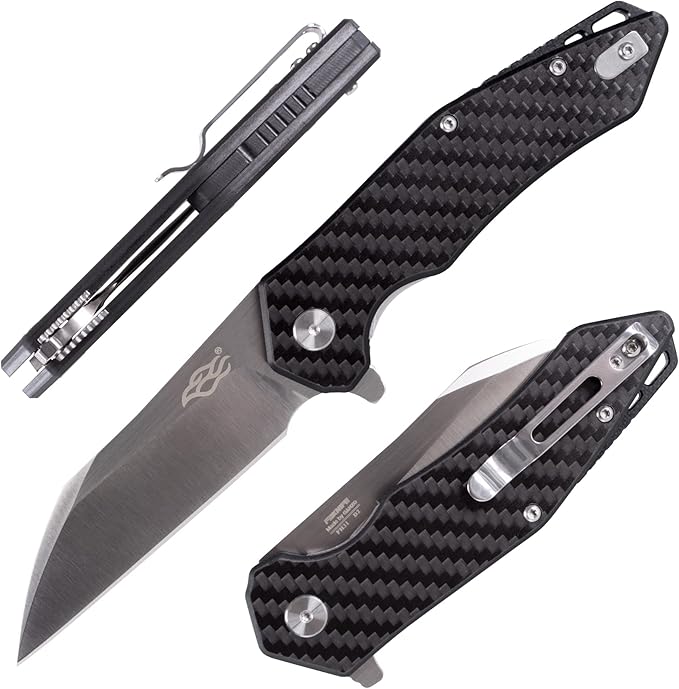 Firebird GANZO FH31 Folding Pocket Knife D2 Steel Wharncliffe Blade Ergonomic G10 Handle with Clip Hunting Fishing Flipper Camping Outdoor EDC Knife