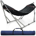 Tranquillo Adjustable Hammock Stand Collapsible Camping Hammock and Stand 650 lbs Capacity Deluxe Double Hammock Stand for 2 Persons Portable Everywhere Easy Assembly Non-Slip and Noise-Free Black