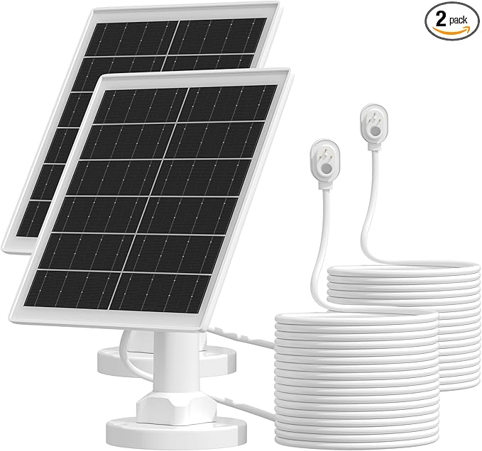 5W Solar Panel Charger Compatible with Arlo Pro 5S/Pro 4/Pro 3/Ultra/Ultra 2/Go 2 Camera Solar Panels Charging with 13.1ft Waterproof Charging Cable360° Adjustable Wall Mount 2 Pack
