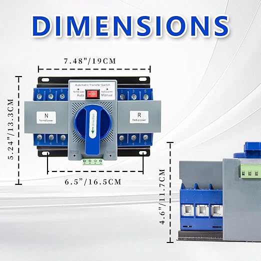 110V Dual Power Automatic Transfer Switch 3P 63A Generator Changeover Switch ATS 50Hz/60Hz