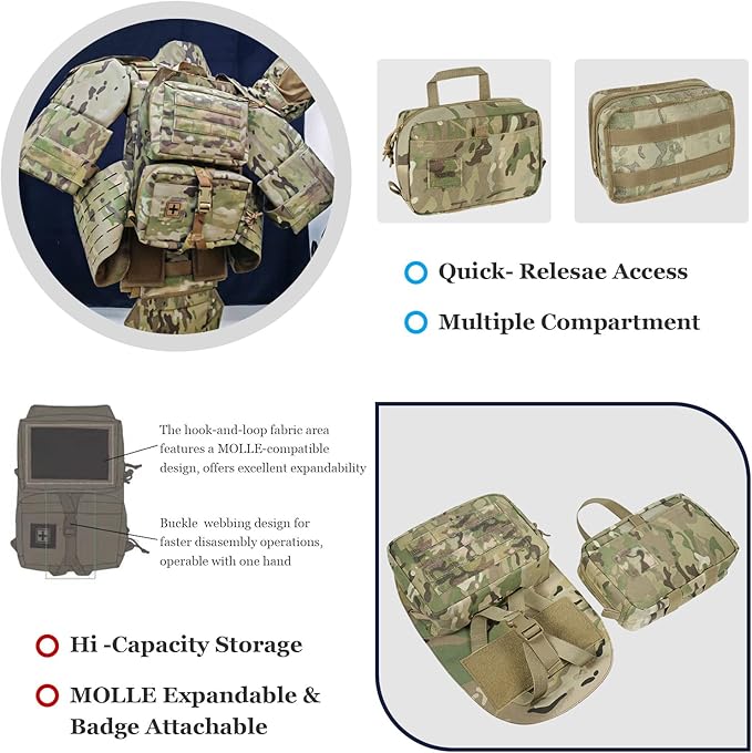 Gear Tactical MOLLE Back PanelsAssault Utility Double Upper-Zipper Bag with an Internal Hydration Pouch