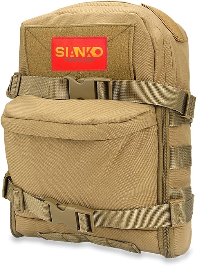 Tactical Vest MOLLE Hydration Backpack Accessory Water Bladder Carrier Sundry Reservoir Bag Lightweight 1000D Nylon Backpack (Tan)