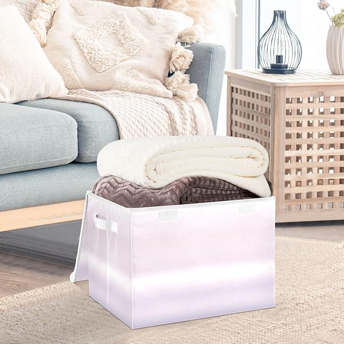 Gradients Storage Bins with Lid Foldable Closet Storage Quart Storage Container for Office Supplies Home Decor