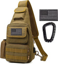 Tactical Shoulder Bag - 1000D Molle Military Backpack Outdoor Daypack Chest Pack (Tan)