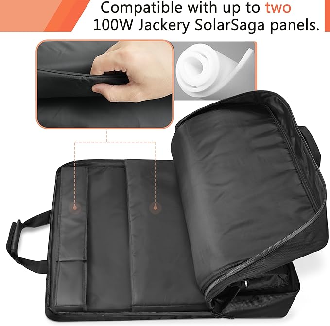 Solar Panel Storage Bag Compatible with 2 Jackery 100W / 200W Padded Portable Solar Panel Travel Bag Compatible with Jackery SolarSaga (100W | 25.2×22×4.5)