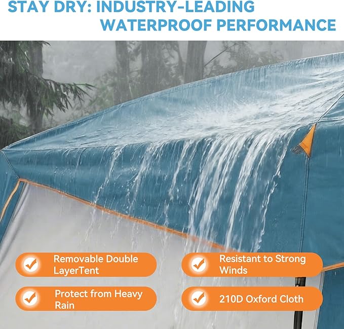 COBIZI 4-6-8-10 Person Camping Tent Spacious Family Tents for Camping Ideal Hiking 3500mm Waterproof Double-Layer Windproof Tent for Hiking &amp Backpacking