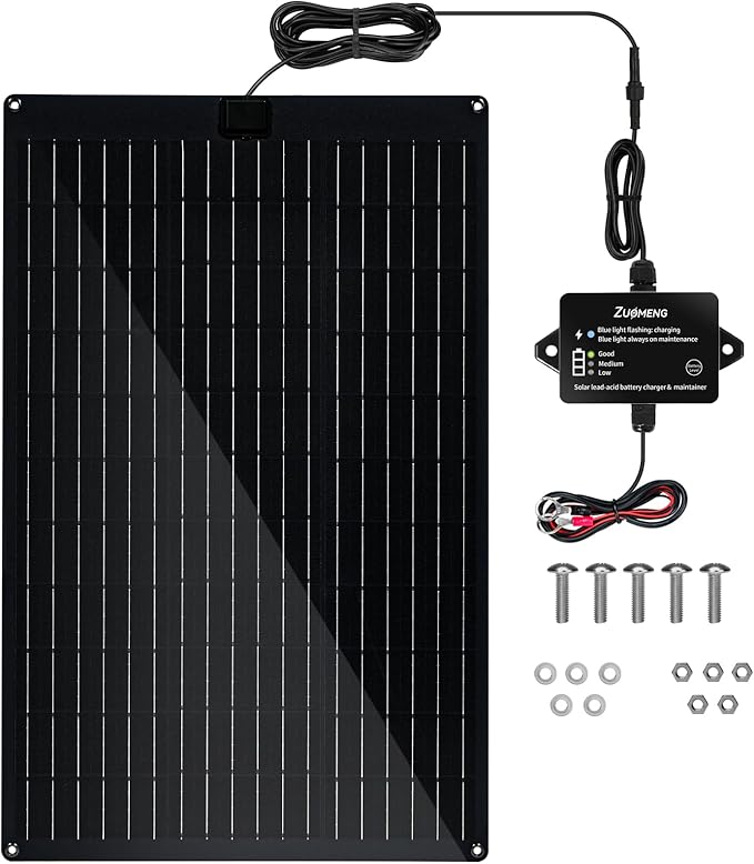 32W Solar Battery Charger Zuomeng MPPT Solar Battery Maintainer &amp Solar Trickle Charger Kit with 32W High-Efficiency Solar Panel Pulse Repair Solar Battery Charger