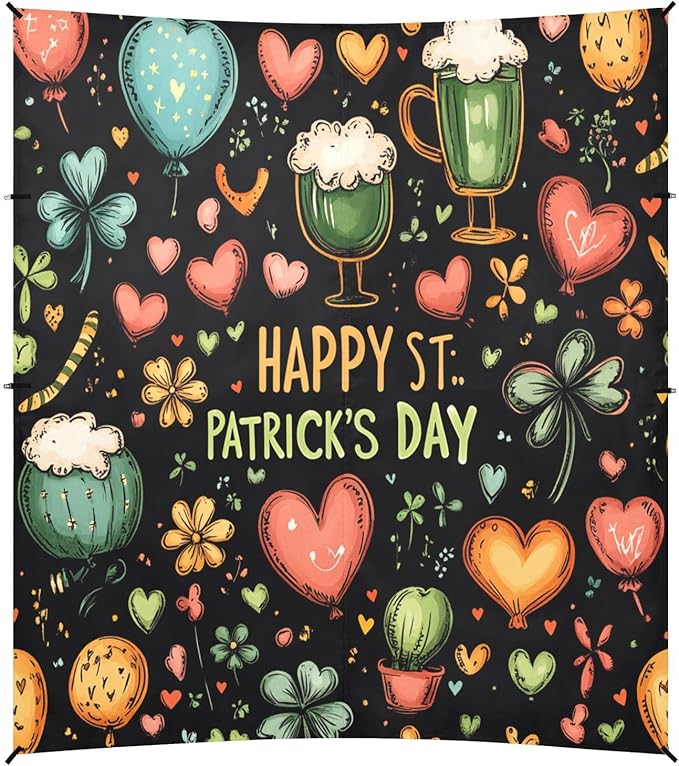 St Patrick's Day Balloon Beers Theme Beach Tent Sun Shelter Set UPF50+ UV Protection 10.5 x 9.19 FT Camping Shade Canopy with Sandbags Sand Anchors Carrying Bag and Others