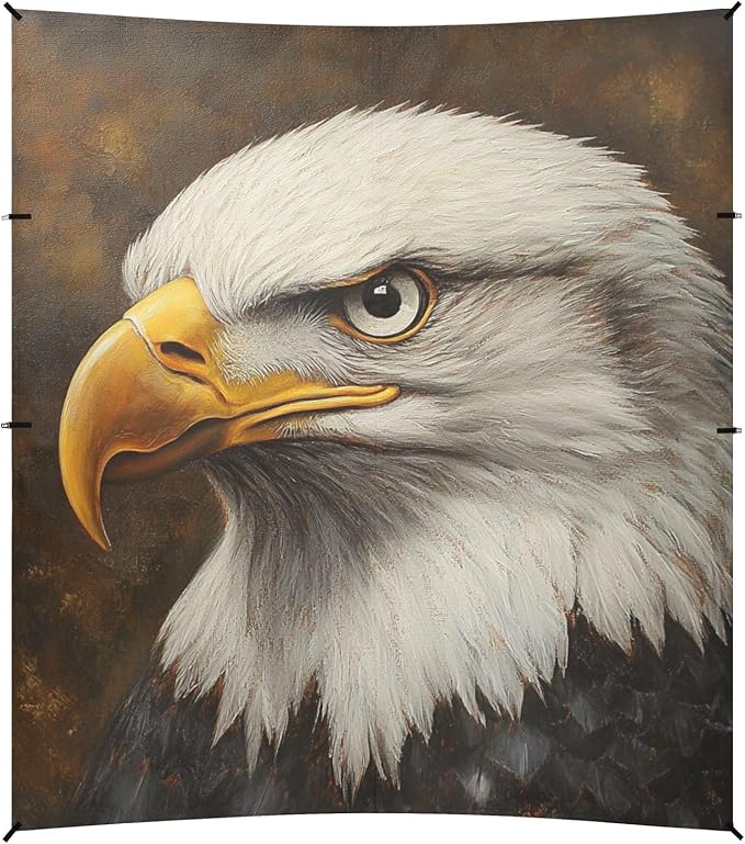 ALAZA Eagles Head Oil Painting Beach Tent Sun Shelter Portable Canopy Sunshade for Outdoor Camping Picnics Backyard Fun 10x9 ft