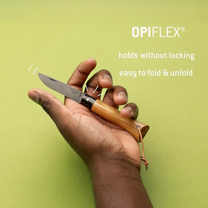 OPINEL NEO6 Folding Non-Locking Pocket Knife OPIFLEX Intuitive Design EDC Folder Wood Handles 2.75 in. Blade (Black Oak)