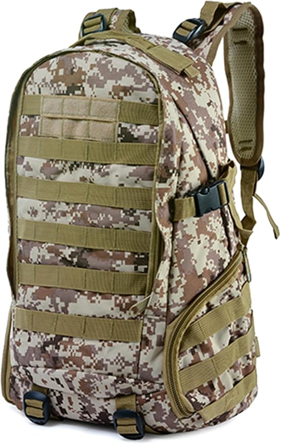 Large Capacity Men's Tactical Outdoor Backpack Oxford Cloth Camping Travel Duffle Bags Multi-pocket Hiking Daypack (E/Multicolor)
