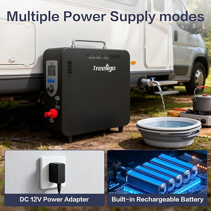 Treeligo 40900BTU Portable Propane Water Heater for CampingInstant Hot Water Heaters with Minimalist Style &amp 4500mAh Battery for Outdoor Showering and Cleaning on RV Trips Hiking Fishing