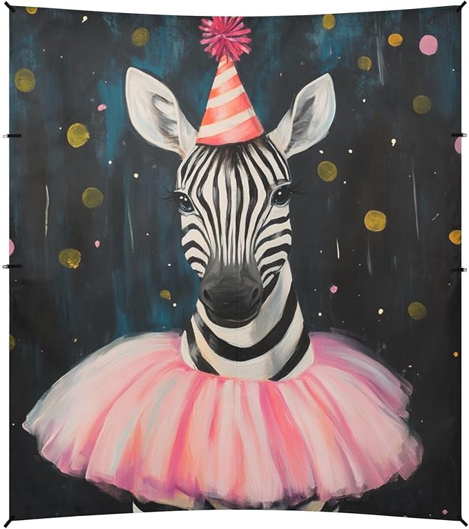 ALAZA Cute Party Zebra Wearing Skirt Beach Tent Sun Shelter Portable Canopy Sunshade for Outdoor Camping Picnics Backyard Fun 10x9 ft