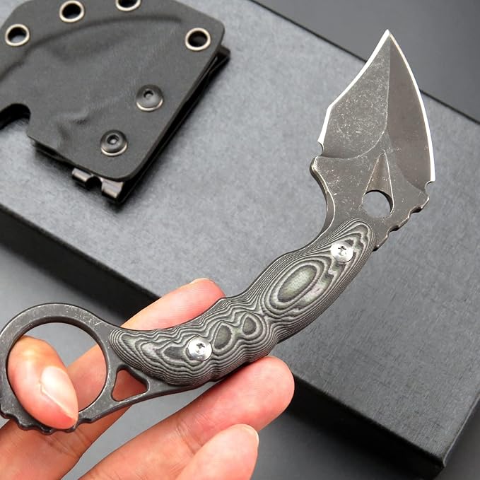 C1107 Fixed Blade Knife D2 Blade G10 Handle Claw Knife for Outdoor Camping Survival EDC Tool Fixed Knives with Kydex Sheath (Green)
