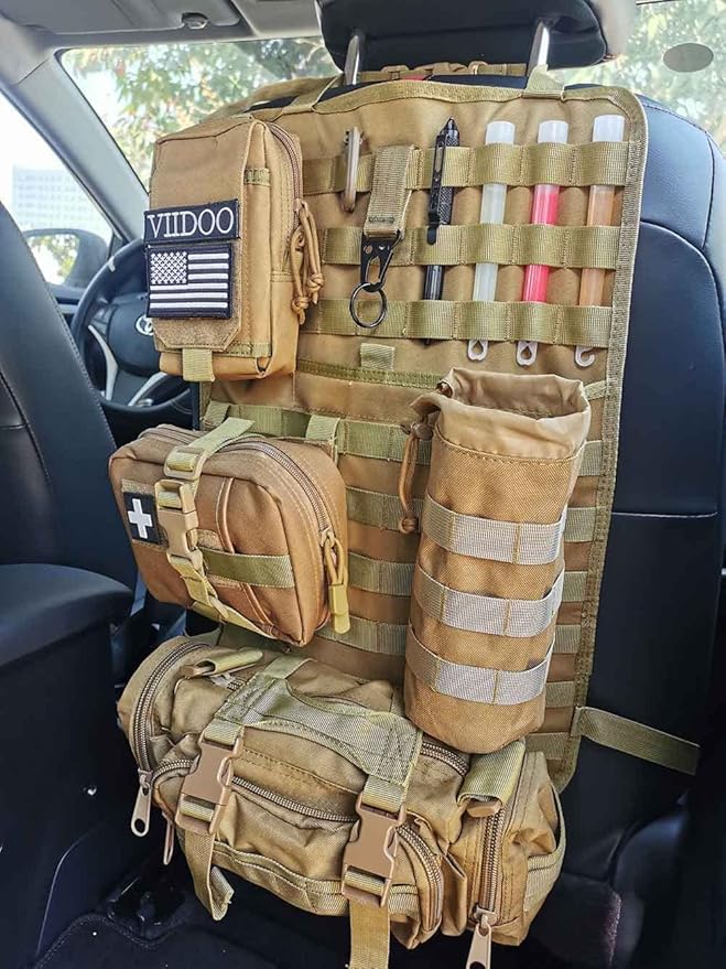 Tactical Seat Back Organizer Od Green Molle Seat Covers Tactical Car Vehicle Panel with Pouches for Truck Seat Back Organizers