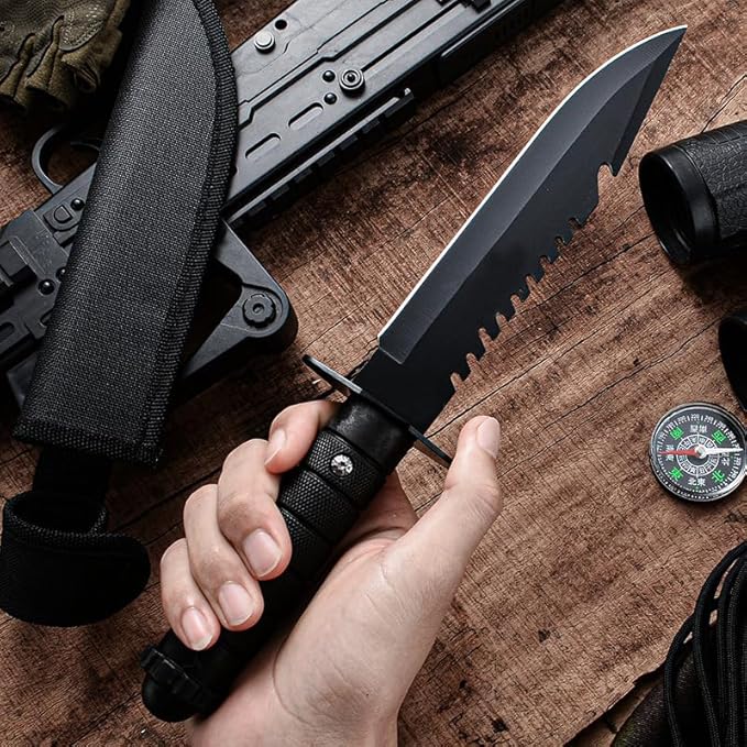 DOOM BLADE Camping Hatchet Axe with Nylon SheathTomahawk Viking Forged High Carbon SteelPortable Camping Axe for Outdoor Splitting WoodHunting (Double-Bit Axe + Hatchet + Fixed Blade Knife)
