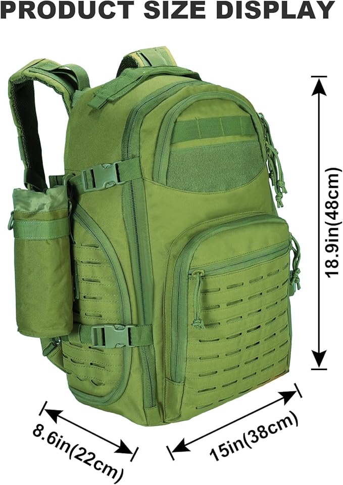LiveGo 45L Military Tactical Backpack Hiking Trekking Rucksack with Water Bottle Sleeve - Suitable for Hiking Climbing Traveling (Green)