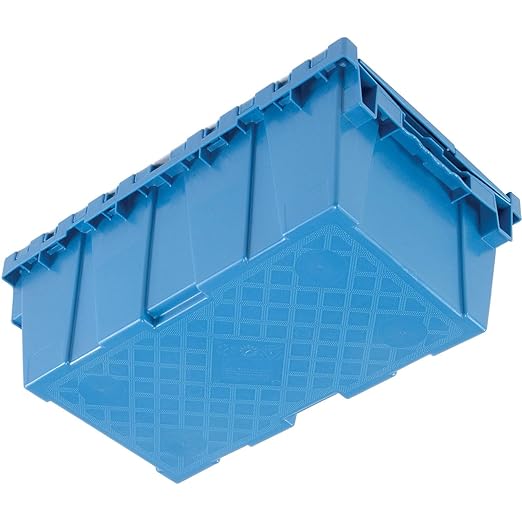 Global Industrial Distribution Container With Hinged Lid 19-5/8x11-7/8x7 Blue