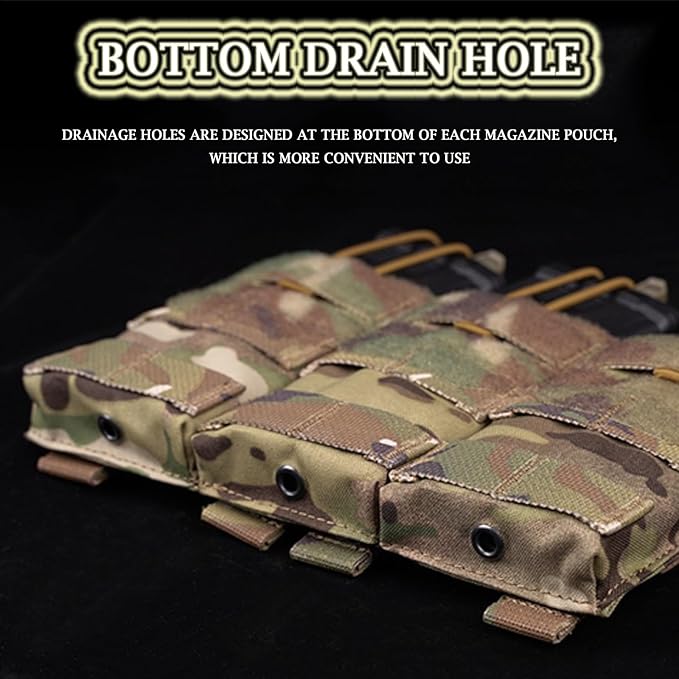 Outdoor Tactical MOLLE Pouch Kit Detachable Triple Mag-Style Bag and Tactical Expansion Camo Dual-Role Belly Pouch for Field Use
