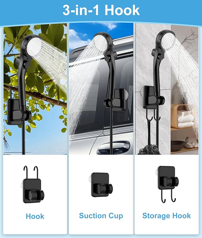 WADEO Portable Shower for Camping 6000mAh Outdoor Electric Shower Rechargeable Pump with Intelligent Digital Display Camping Shower Head Nozzle for Camping Hiking Traveling Washing