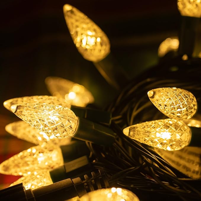 Dazzle Bright C6 Christmas String Lights 200 LED 66 FT Waterproof Connectable String Lights with Timer 8 Modes Christmas Lights for Indoor Outdoor Home Garden Yard Xmas Tree Decoration (Warm White)