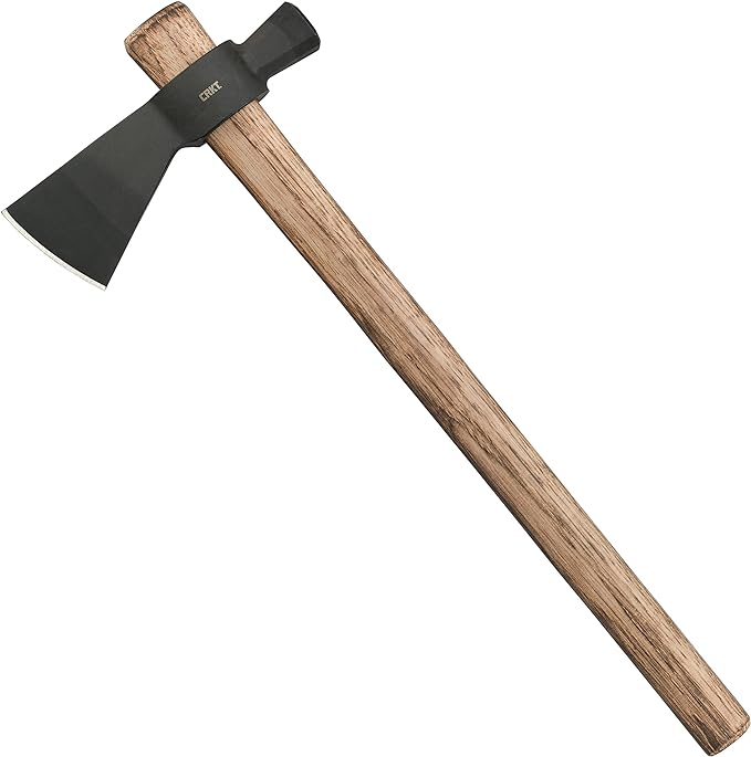 CRKT Chogan Hammer T-Hawk: Outdoor Camping Axe with Hammer Poll Forged Carbon Steel Head Tennessee Hickory Wooden Handle 2724