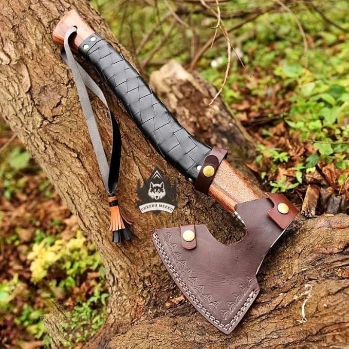Hnadmade Two Handed Large Berserker Axe Norse Axe Scandinavian Viking Dane Ashwood Handle Functional Axe (FM-0008) ((FM-80))