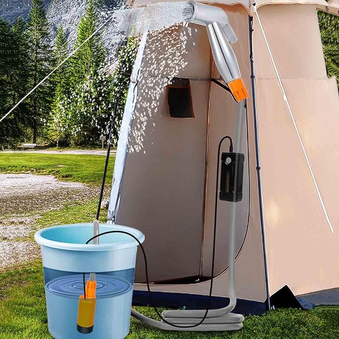 kowaku Camping Shower Portable Shower Camp Shower Waterproof Electric Shower Pump Outdoor Shower for Travel Beach Backpacking Hiking
