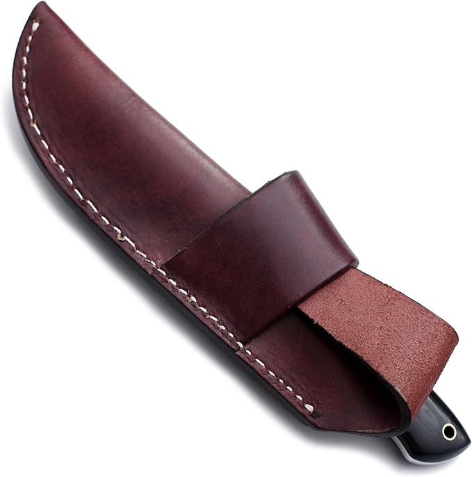 GCS Custom Handmade BLACK MICARTA Handle D2 Tool Steel Tactical Bushcraft Hunting Knife with Horizontal/Vertical Leather Sheath GCS195