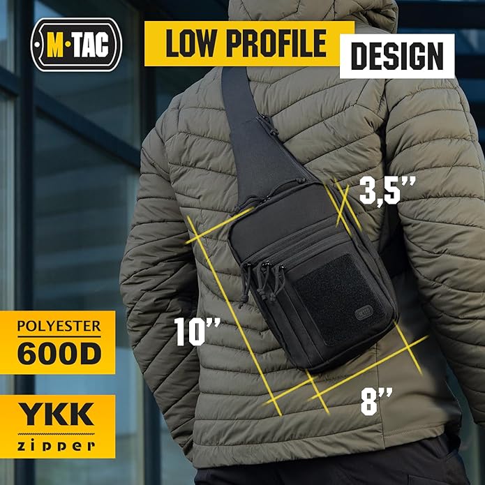 M-Tac Tactical Bag Shoulder Chest Pack with Sling for Concealed Carry &amp Morale Patch Jolly Roger Pirate Flag - PVC Patches