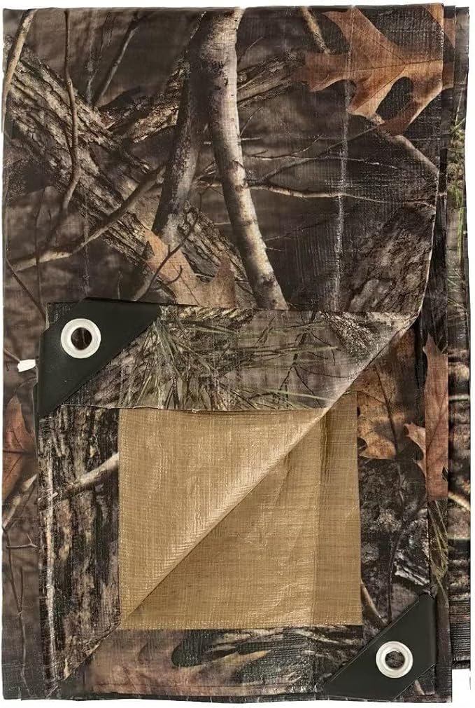 LOOGU Heavy Duty Waterproof Tarp Bionic Tree Camo Multi Purpose Poly Cover