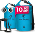 Earth Pak Waterproof Dry Bag - Roll Top Waterproof Backpack Sack (Light Blue 55L &amp 30L)