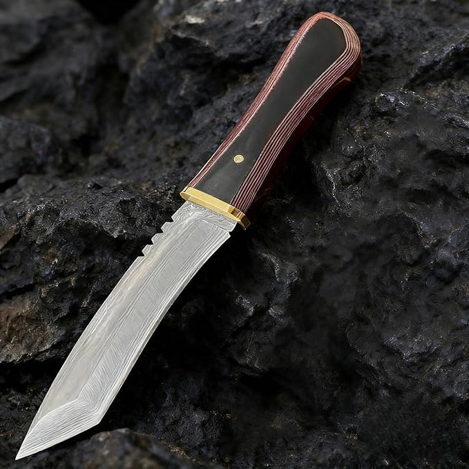 Damascus Fixed Blade Knife with Sheath Full Tang Knives For MenEDC Outdoor Camping Tactical Knives ToolsGifts for Men