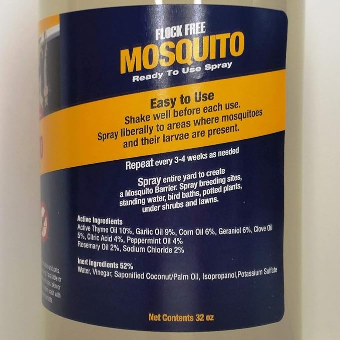 Natural Mosquito Control Ready to Use Spray Repels Mosquitoes Ticks Fleas Flies Gnats and Chiggers Away (32 oz Ready to use)