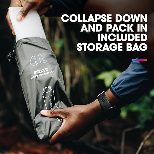 HydraPak Seeker+ - Collapsible Water Filtration &amp Storage (6L) - BPA &amp PVC Free Hydration Reservoir Bag Leak Proof Lightweight