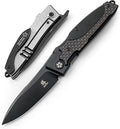 KATSU Japanese Folding Pocket Knife For Men Women Sakura Blade Nemoto Design 3.5 AUS-8 Steel Blade EDC Knife with Pocket Clip for Indoor &amp Outdoor Camping Fishing Hiking (Black)