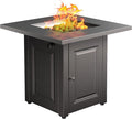 LEGACY HEATING 28-Inch Propane Fire Pit Table Gas Square Outdoor Fire Table Dinning with Lid Lava Stone 50000BTU ETL Certification for Outside Garden Backyard Deck Patio