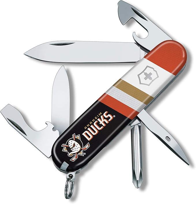 Victorinox Tinker Swiss Army Knife – Compact 12 Function Swiss Made Pocket Knife with Large Blade Small Blade and Bottle Opener – Anaheim Ducks