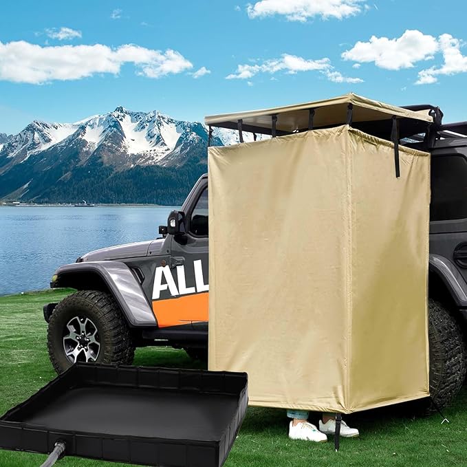 Foldable Camping Shower Base Portable Shower Pan Shower Tent Awning Base Indoor &amp Outdoor Shower Base - Keep Feet Clean Capture Water