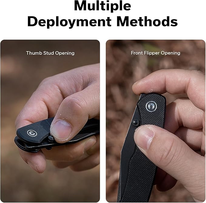 CIVIVI Clingman EDC Pocket Folding Knife with Titanium Reversible Clip 2.99 Nitro-V Blade G10 Handle Liner Lock Knife Gift for Men Women C23065-1 (Black)