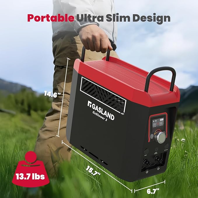 GASLAND Goshower G3 Pro 1lb Propane Portable Water Heater &amp Shower Pump Instant Hot Water for Outdoor Camping Hiking Glamping &amp Vacationing 4000mAh Rechargeable Shower System CSA Certifie