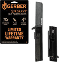 Gerber Gear Quadrant Clip Folding Pocket Knife EDC Plain Edge Flipper Knife with Pocket Clip Gifts for Men Stainless Steel Survival Tool Black Bamboo